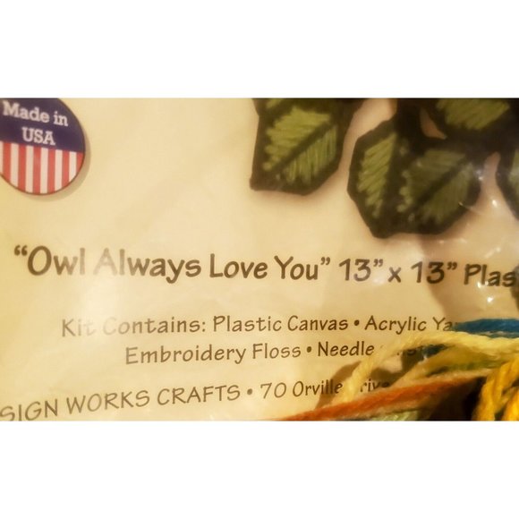 Design Works OWL ALWAYS LOVE YOU Needlepoint Plastic Canvas Wall Decor Kit #2203 - Picture 3 of 3